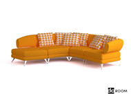 Modern warm yellow three seats sofa